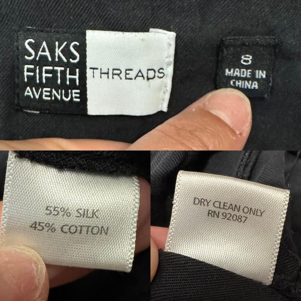 Saks Fifth Avenue Black Silk Cotton Blend Cargo Pants Utility Size 8 Womens Y2K - Picture 8 of 8